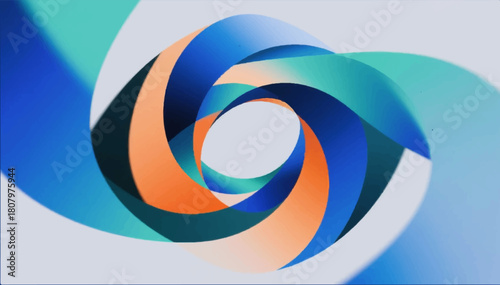 An abstract illustration in which several multi-colored gradient planes smoothly twist next to each other. Vector graphics. EPS.