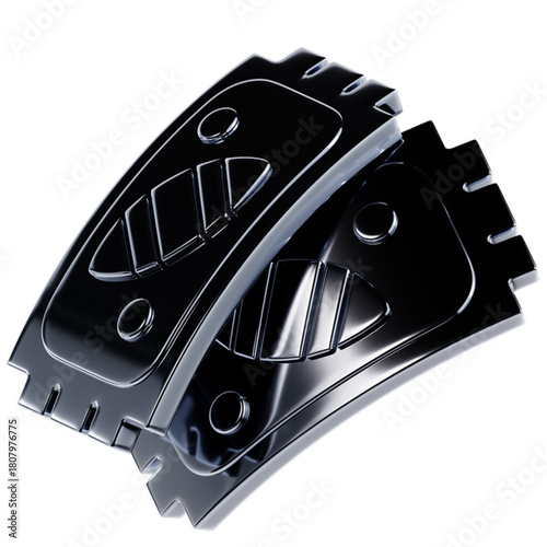 Abstract Chrome Objects with Geometric Patterns, Modern Design