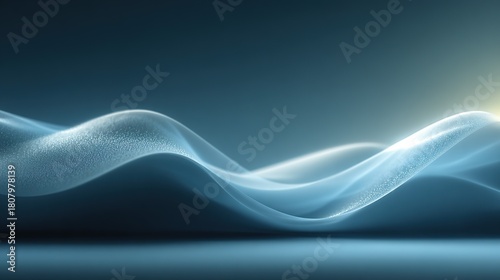 Abstract blue wave pattern with light effect on a dark blue background.