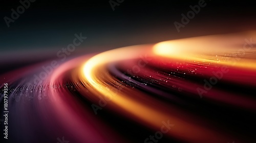 Abstract light trails in motion with warm colors against a dark background.