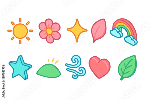 Nature and weather neon icon set. Bright, glowing symbols in neon style collection