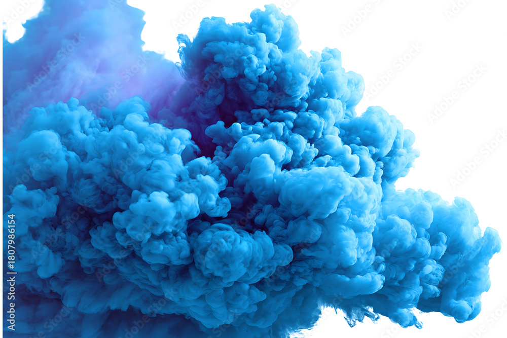 Obraz premium Blue smoke explosion effect isolated on transparent abstract background graphic