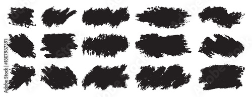 Vector paintbrush stroke templates Grunge text boxes and dirty banners for social media posts and stories