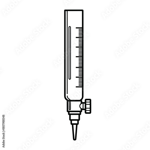 Creative Details Burette Vector Illustration | Laboratory Glassware | Chemistry Measurement Tool Design
