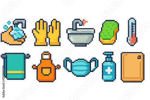 Hygiene, safety line icon set. Cleaning and sanitization essential icons collection