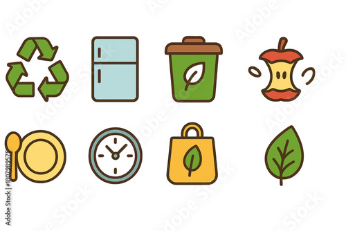 Eco-friendly, recycling line icon set. Sustainable living, green lifestyle icons.