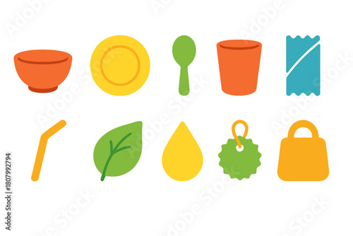Sustainable, eco-friendly line icon set. Green living, environmentally conscious icons