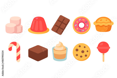 Candy, dessert neon icon set. Sweet, confectionery, treats neon outlined collection