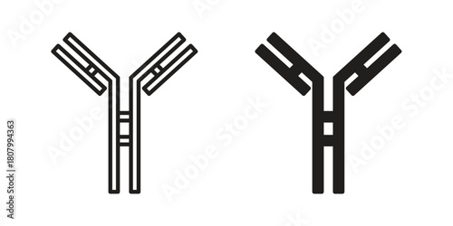 Antibody icon with thin line and flat web symbol on white background