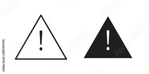 attention sign icon with thin line and flat web symbol on white background