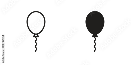 Balloon icon with thin line and flat web symbol on white background