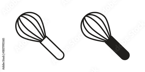 Beater icon with thin line and flat web symbol on white background