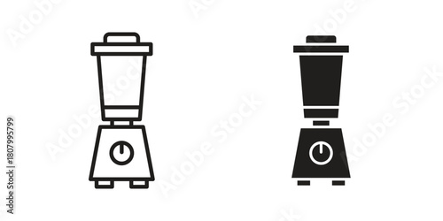 Blender icon with thin line and flat web symbol on white background