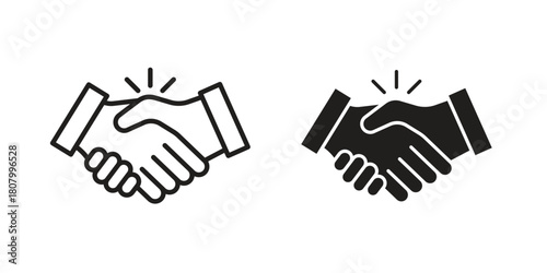 Business deal icon with thin line and flat web symbol on white background