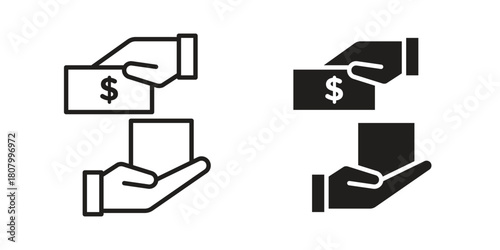 Cash on delivery icon with thin line and flat web symbol on white background