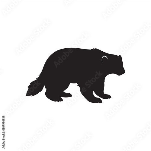 Powerful Wolverine Silhouette Vector Illustration for Wildlife and Wilderness Designs Isolated on White Background a Majestic Symbol of the North