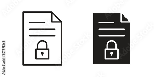 Confidential icon with thin line and flat web symbol on white background