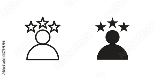 Customer satisfaction icon with thin line and flat web symbol on white background