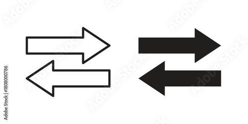 Exchange icon with thin line and flat web symbol on white background