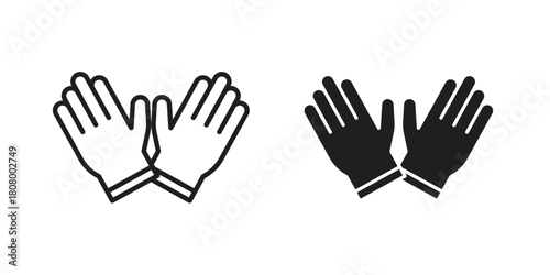 Glove icon with thin line and flat web symbol on white background