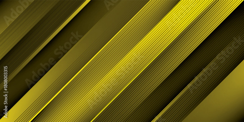 Abstract black background with golden line glowing stripes. Vactor Design.