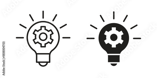 Innovation icon with thin line and flat web symbol on white background