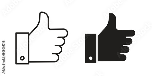 Like icon with thin line and flat web symbol on white background