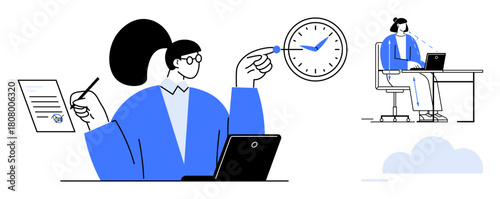 Time management concept. Professional woman managing tasks, setting deadlines, and enhancing productivity. Time management for workflow optimization, business strategy, and personal efficiency