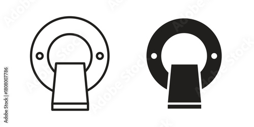 MRI icon with thin line and flat web symbol on white background