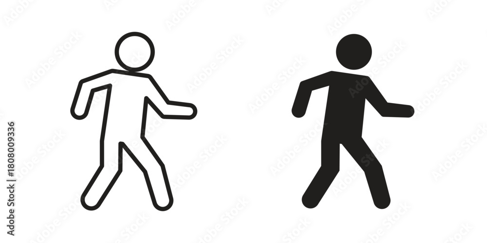 Obraz premium Pedestrian icon with thin line and flat web symbol on white background