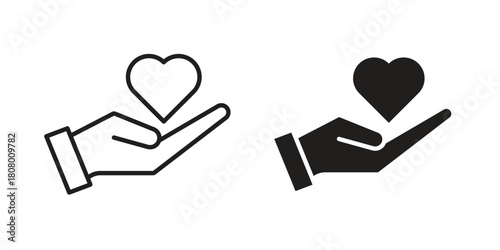 Philanthropy icon with thin line and flat web symbol on white background