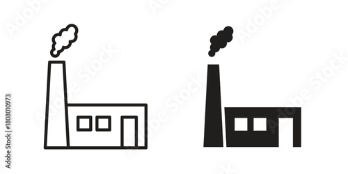 Pollution icon with thin line and flat web symbol on white background