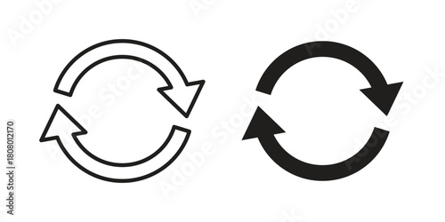 Recycle icon with thin line and flat web symbol on white background