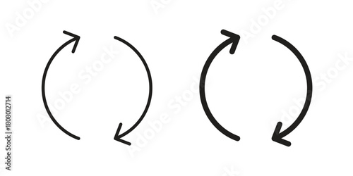 Repeat icon with thin line and flat web symbol on white background