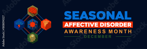 Seasonal Affective Disorder SAD Awareness Month background template, Great for banner , card, poster and social media. Observed every year in December. Holiday concept. Vector illustration.