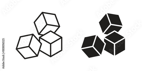 Sugar icon with thin line and flat web symbol on white background