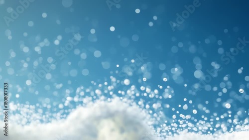 Serene and Ethereal Background Animation with Fluffy Clouds and Gentle Bokeh Effects for Visuals