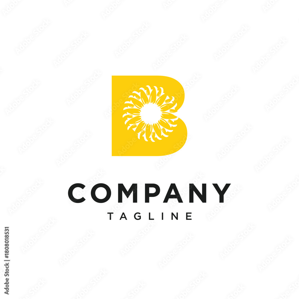 Fototapeta premium Letter B SunFlower Logo Icon Vector