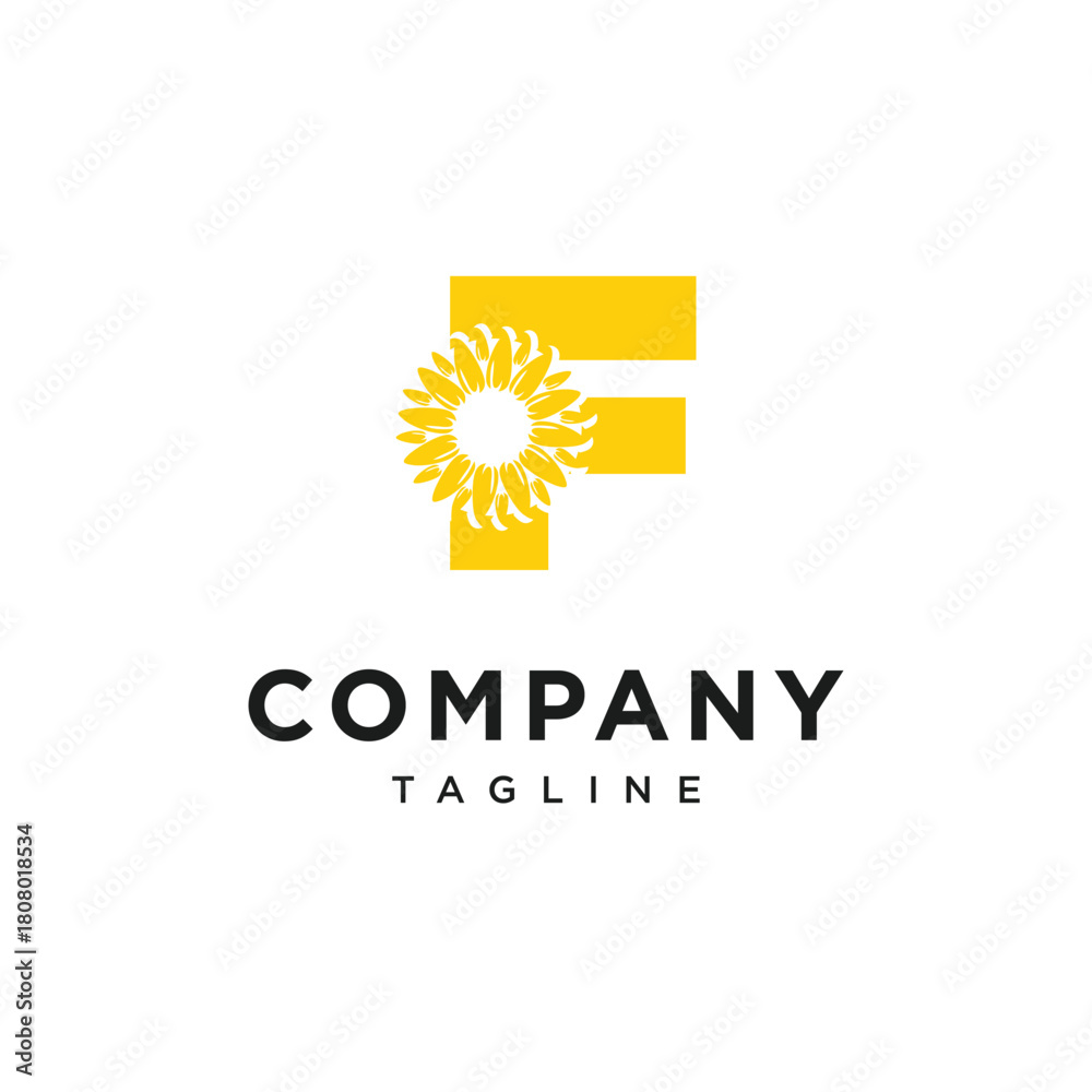Fototapeta premium Letter F SunFlower Logo Icon Vector