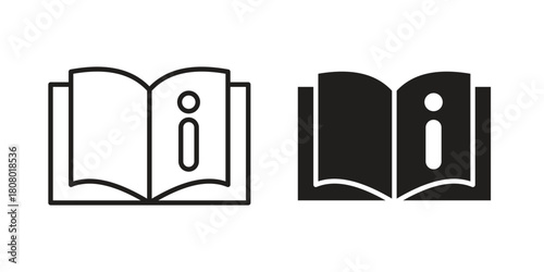 User guide icon with thin line and flat web symbol on white background