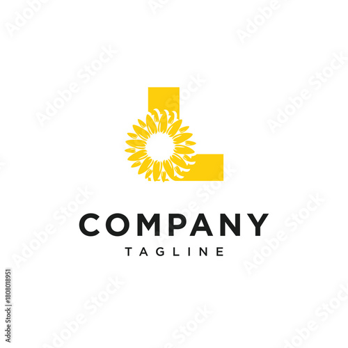 Letter L SunFlower Logo Icon Vector