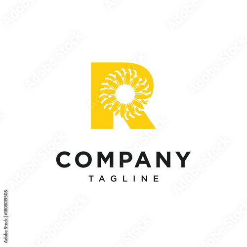 Letter R SunFlower Logo Icon Vector