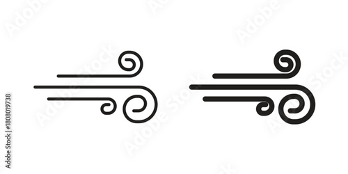 Windy icon with thin line and flat web symbol on white background