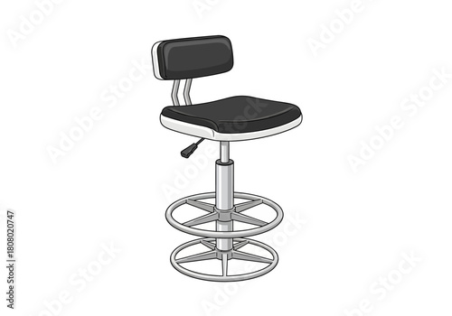 Adjustable height stool with black seat and chrome base