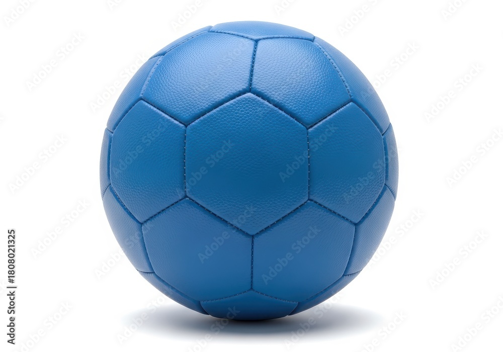 Fototapeta premium Solid blue paneled spherical game object rests on a white surface