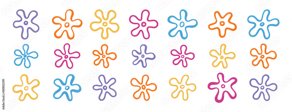 Fototapeta premium doodle hand drawn bikini bottom flowers, summer decoration, bikini botton sky elements. tropical flowers set