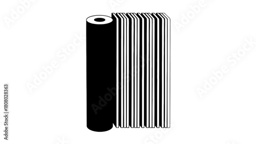 Vector illustration of barcode roll icon, representing product identification and inventory management, isolated on transparent background 