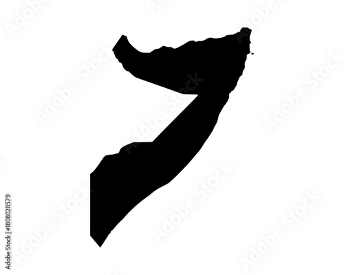 Black vector silhouette map of Somalia with minimalist country outline, simple geographic cartography style, and clean modern illustration