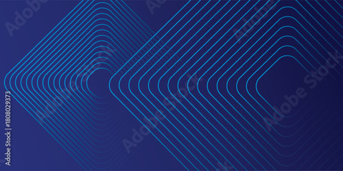 a rhombus-shaped curved line pattern neatly arranged in electric blue gradations on a dark blue background
