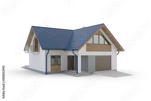 Modern house on transparent background, 3d illustration